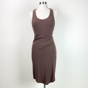 Express Ribbed Racerback Cutout Midi Dress in Brown Size Large